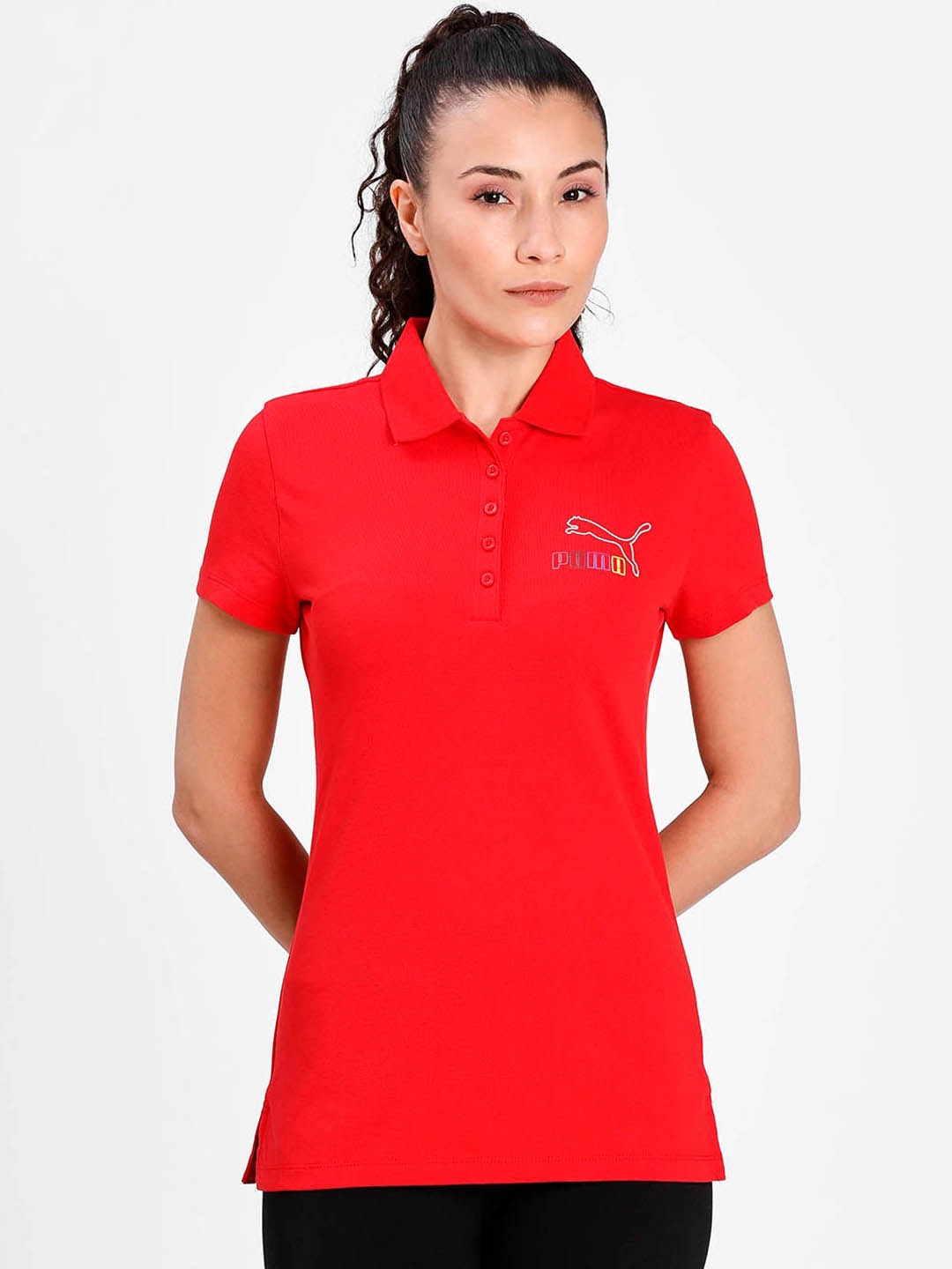 

Puma Women Red No1 Colored Logo Polo T-shirt
