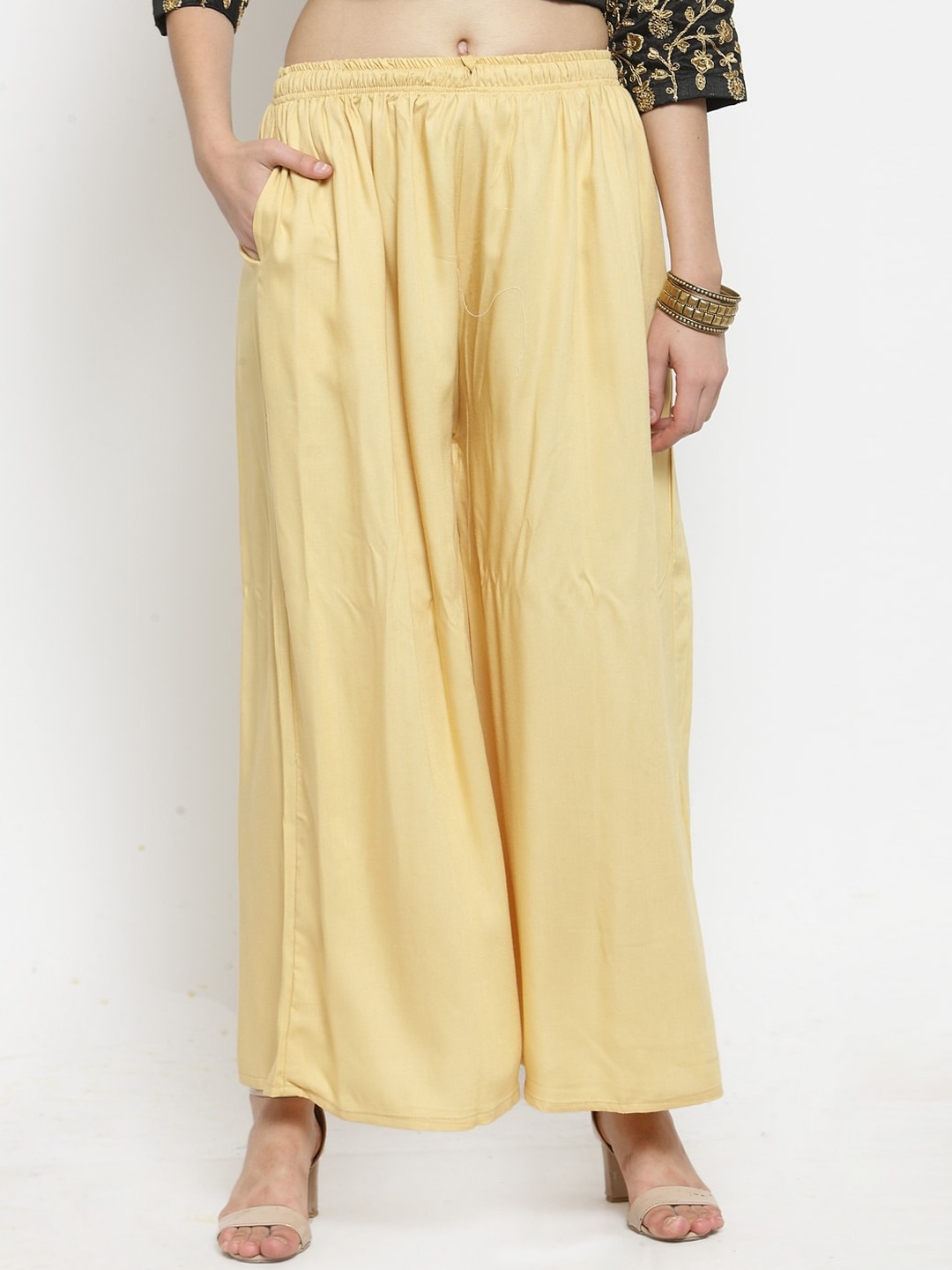 

Clora Creation Women Pack of 2 Yellow & Blue Solid Wide Leg Palazzos