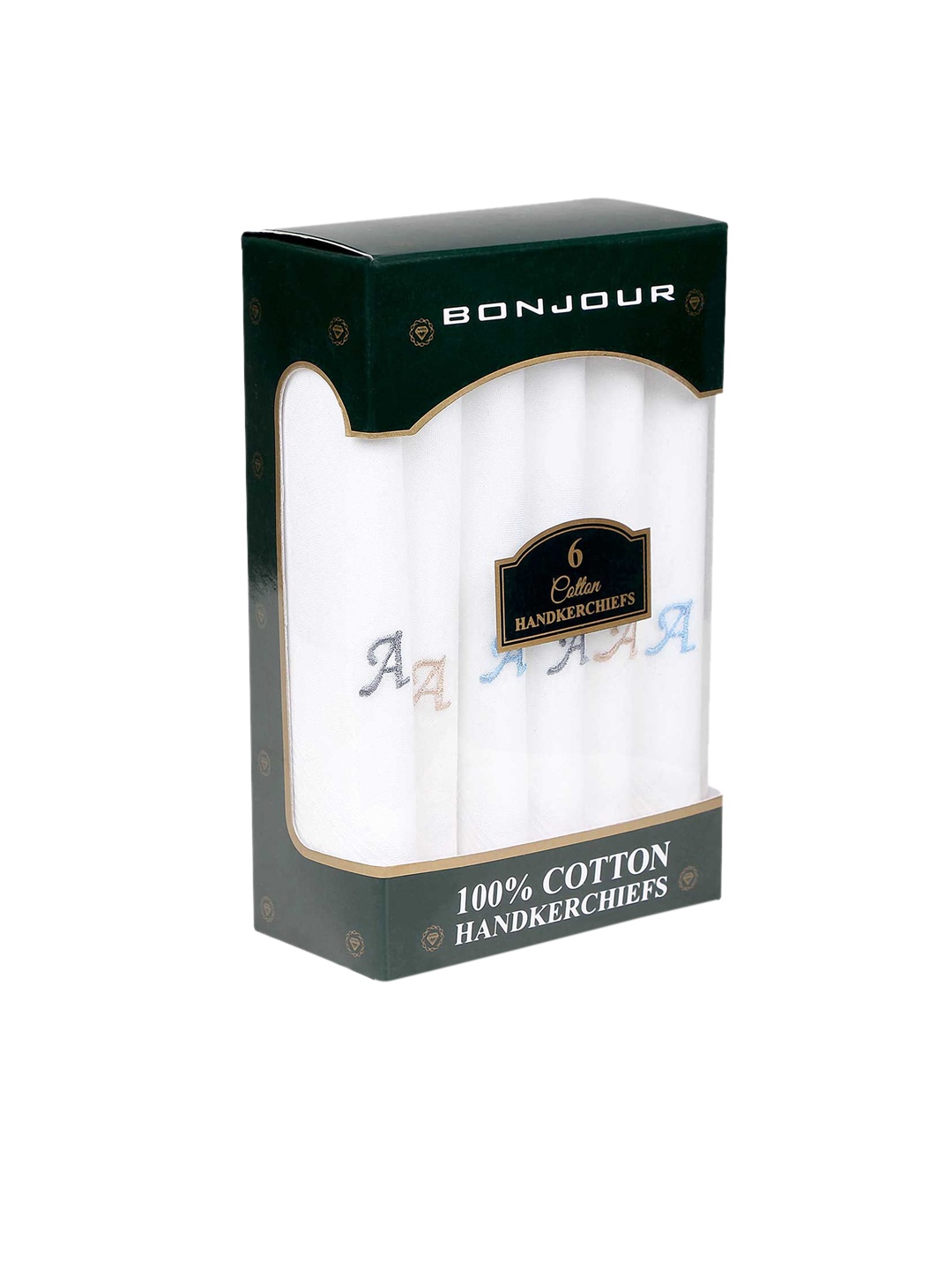 Bonjour Men Set of 6 White Solid Handkerchiefs