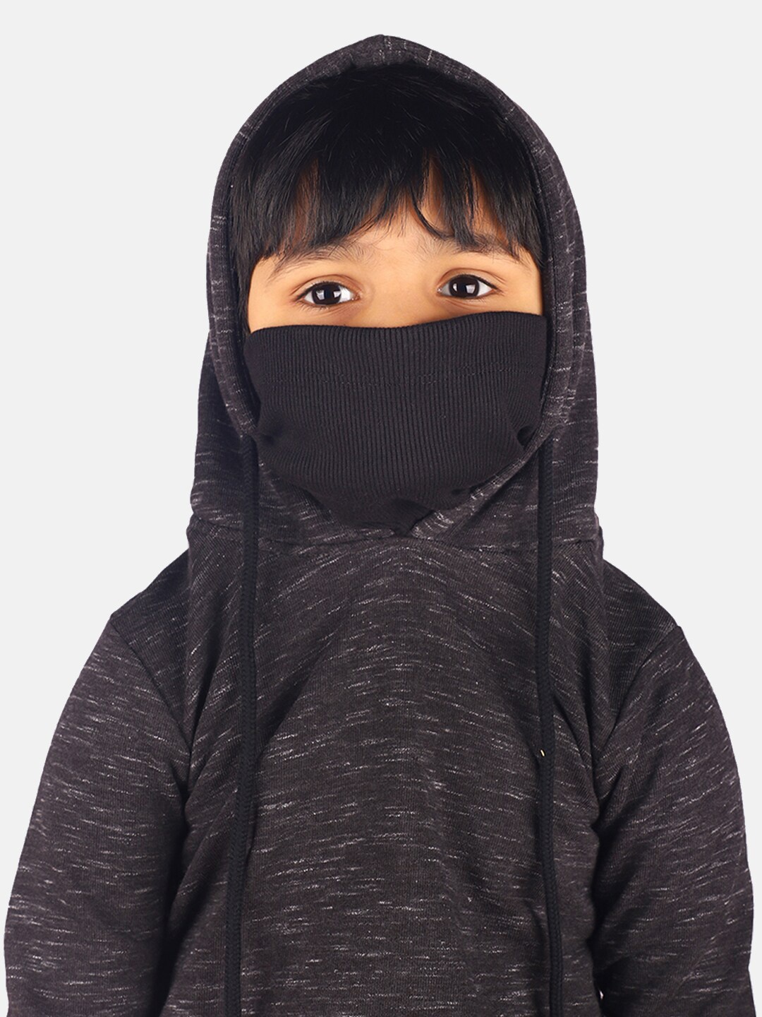 

YK Marvel Boys Black Spiderman Printed Hooded Sweatshirt With Attached Face Covering