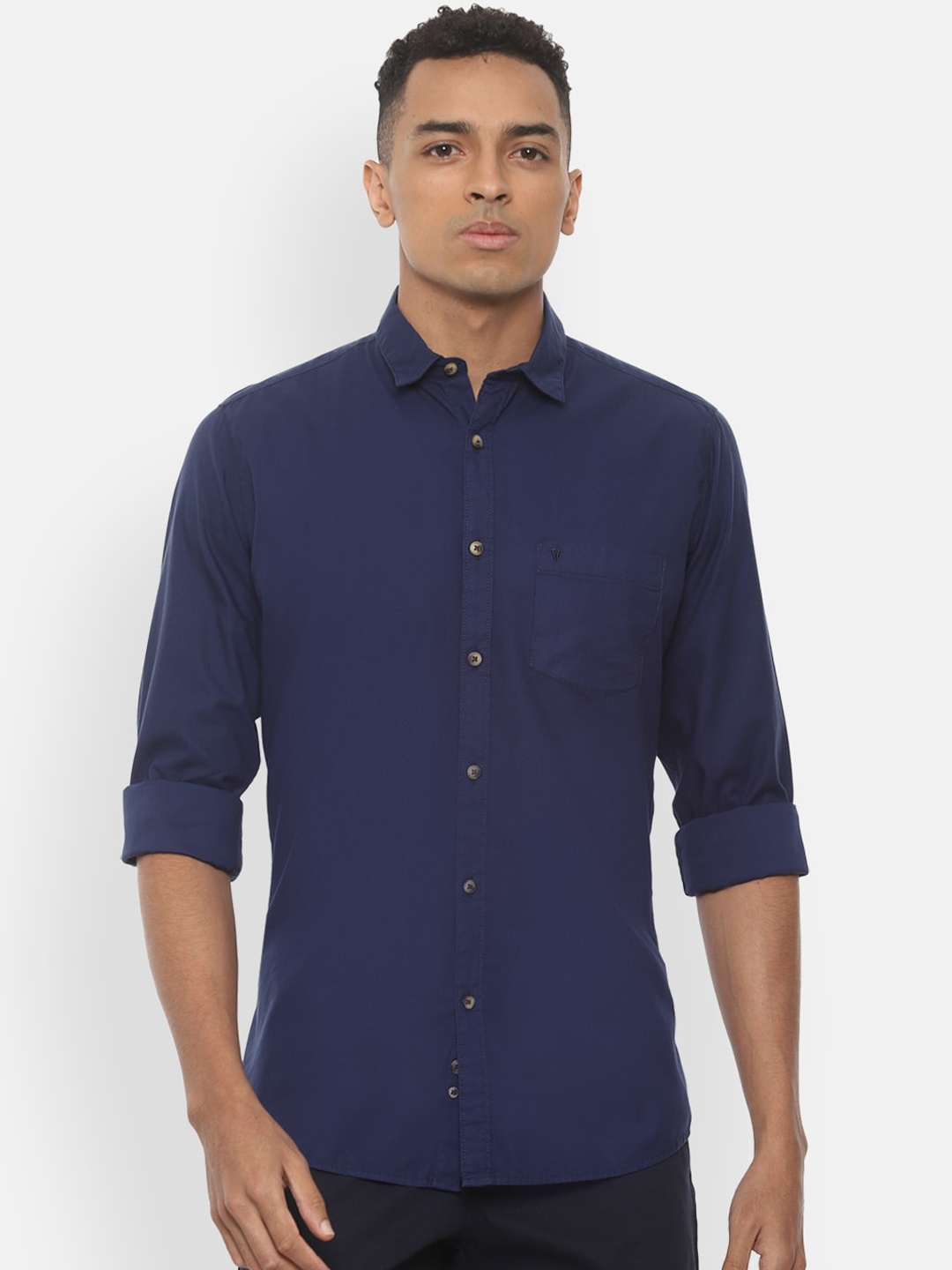 

Van Heusen Sport Men Navy Blue Slim Fit Solid Casual Shirt
