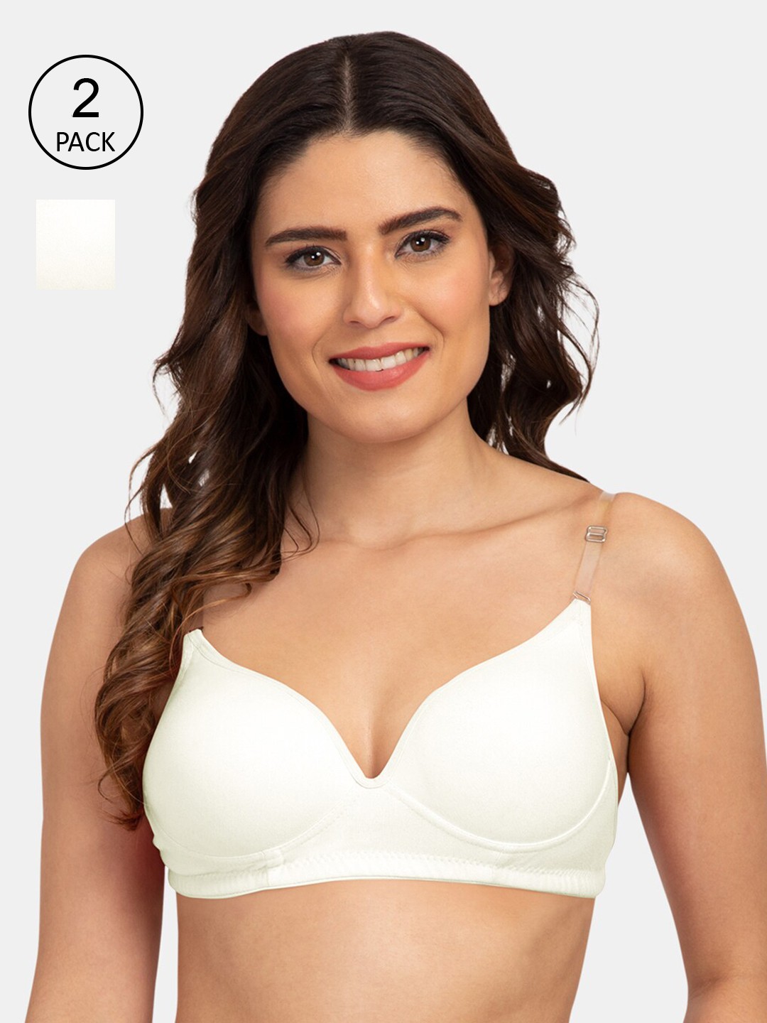 

Tweens White Solid Non-Wired Heavily Padded Everyday Bra TW-915900-2PC-OFFW-30B