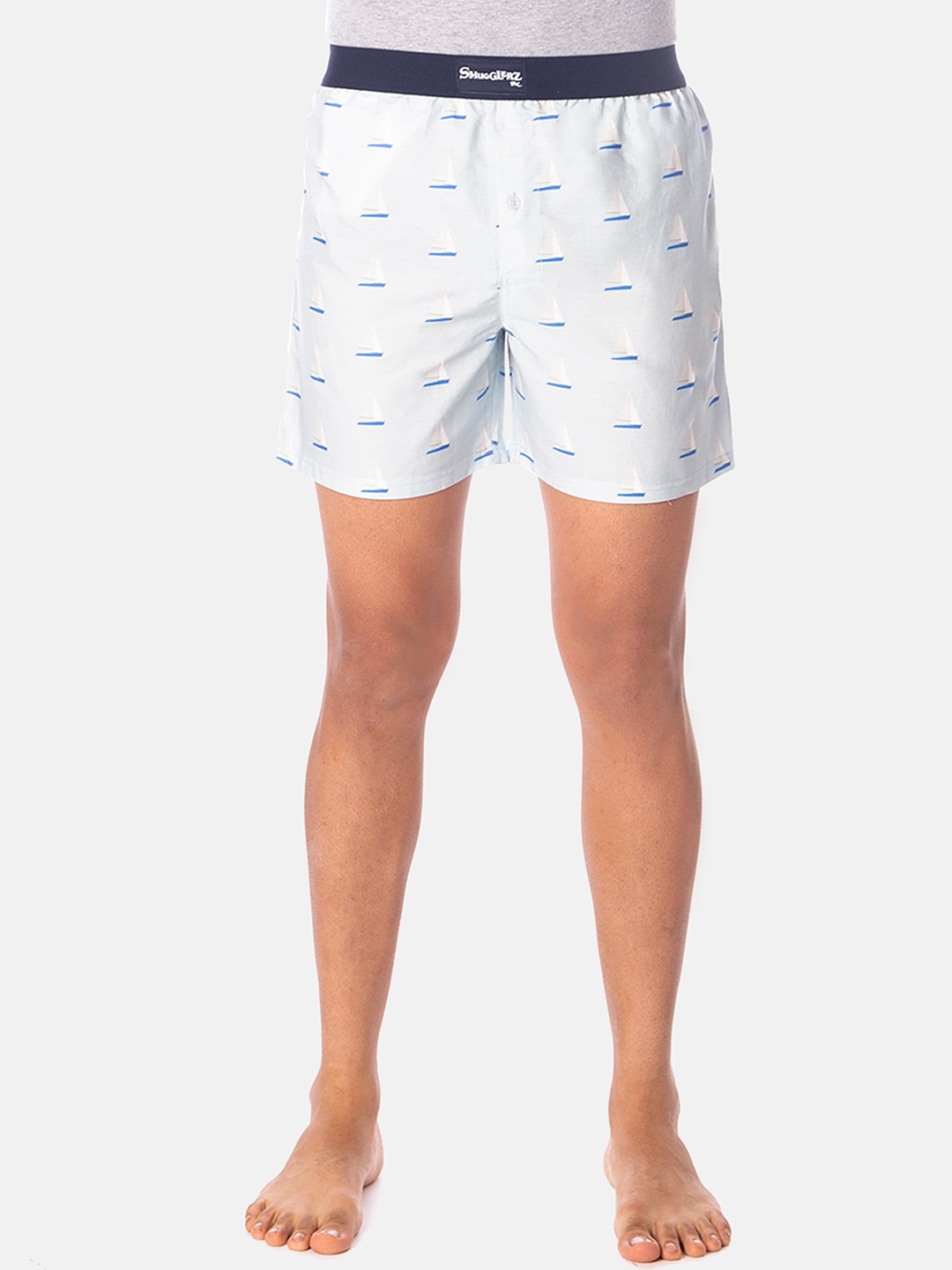 

Smugglerz Men Blue & White Sailboat Printed Pure Cotton Boxers SAILBOAT-BXR