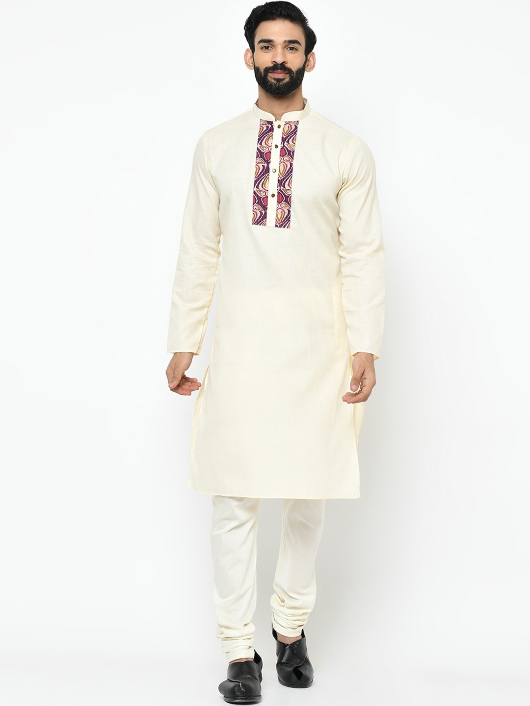 

KISAH Men Cream-Coloured Solid Kurta with Pyjamas
