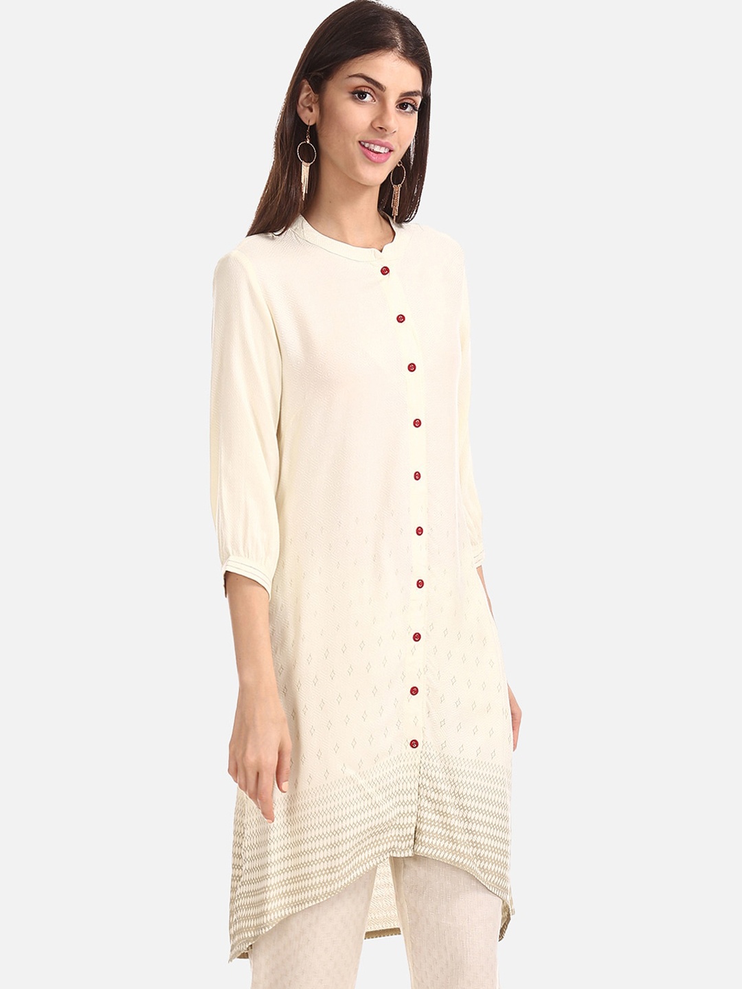 

Karigari Women Off-White Printed A-Line Kurta