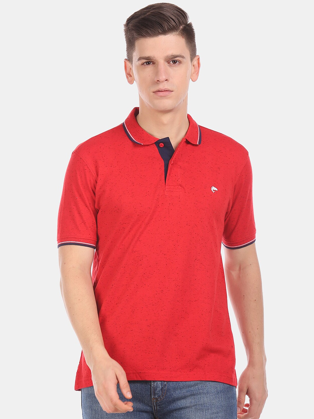 

Ruggers Men Red Solid Polo Collar T-shirt