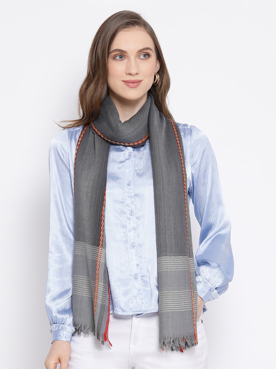 

SHINGORA Women Grey Woven Design Stole