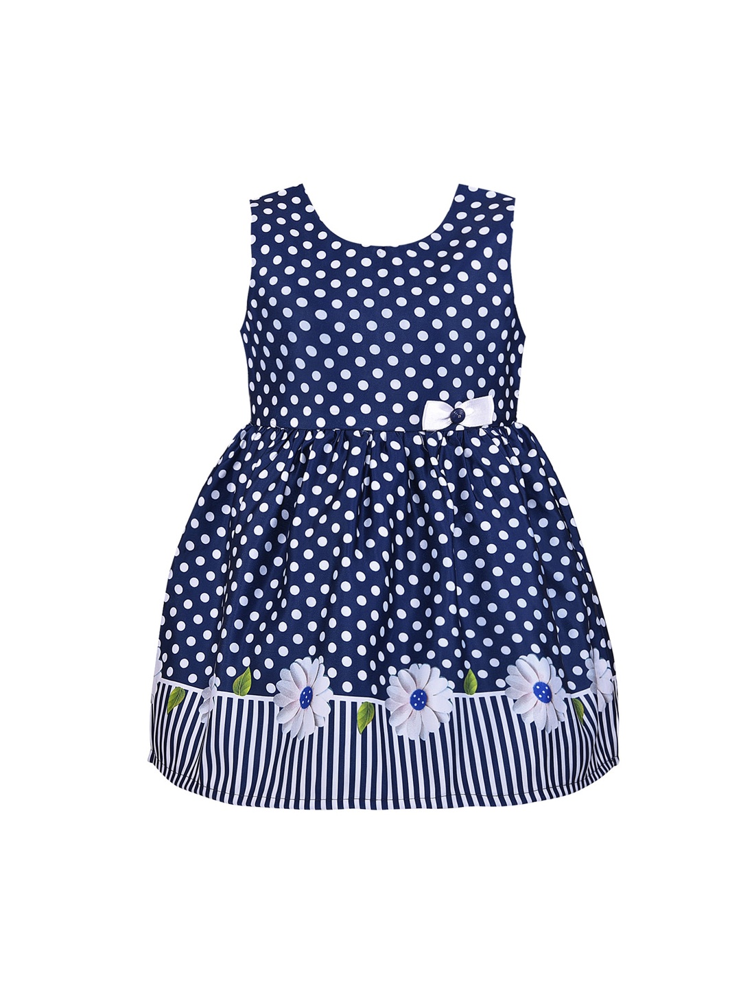 Wish Karo Girls Blue Printed Fit and Flare Dress