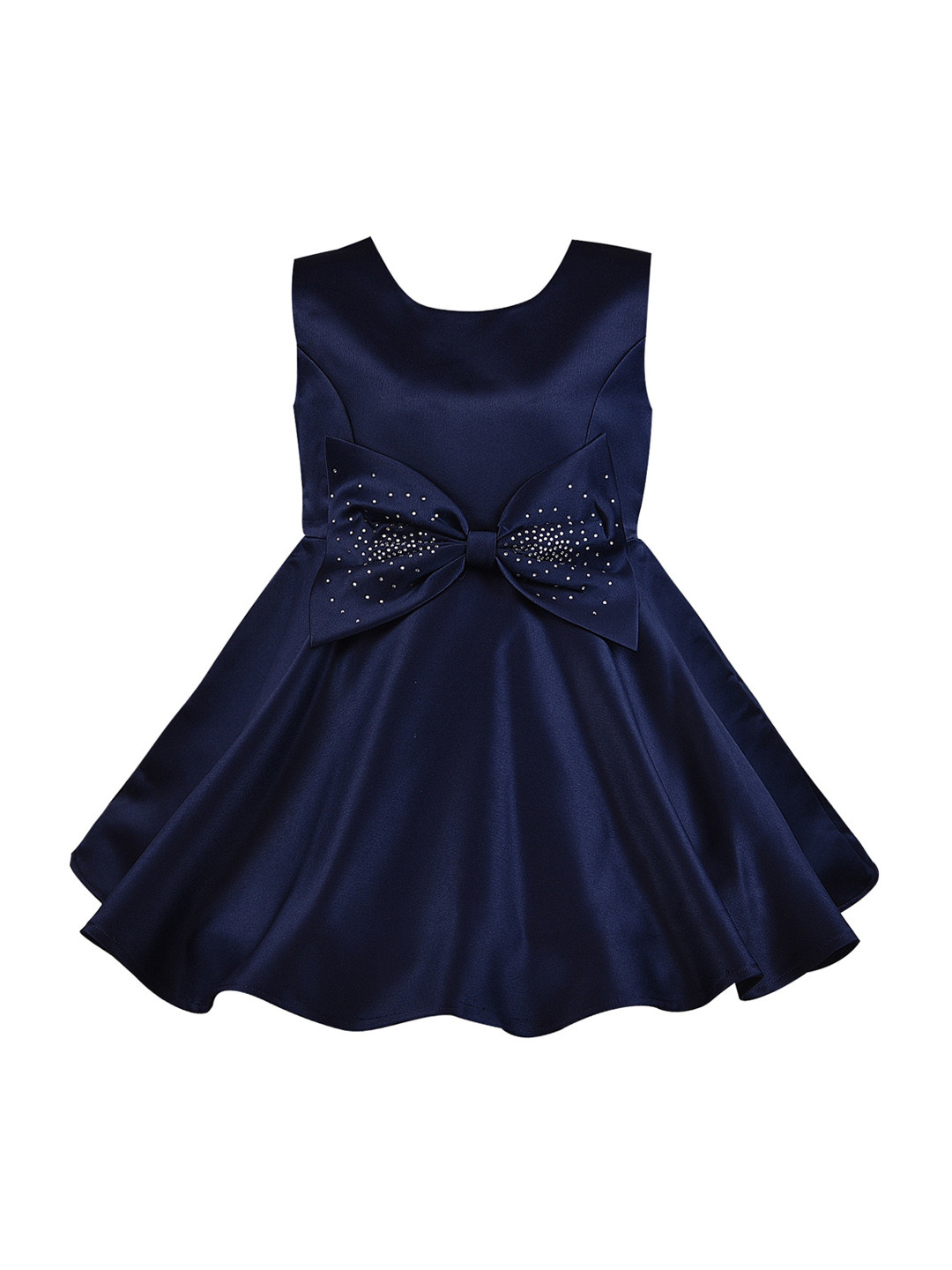 

Wish Karo Girls Navy Blue Solid Fit and Flare Dress