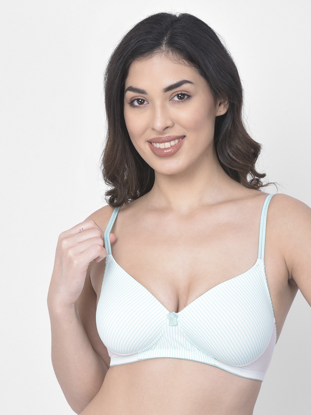 

Clovia Blue Printed Non-Wired Lightly Padded T-shirt Bra BR1737Z0332E