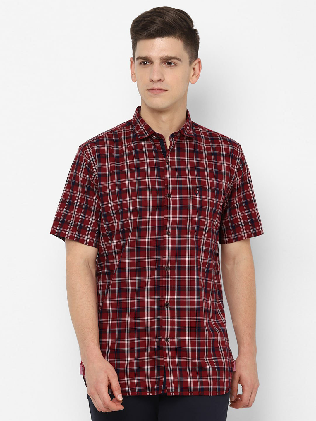 

Allen Solly Men Maroon & White Slim Fit Checked Casual Shirt
