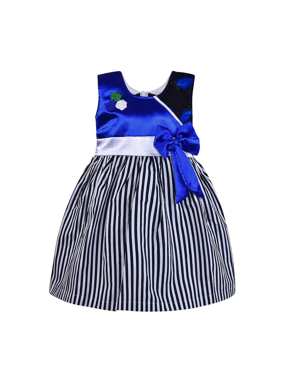 

Wish Karo Girls Blue Striped Fit and Flare Dress