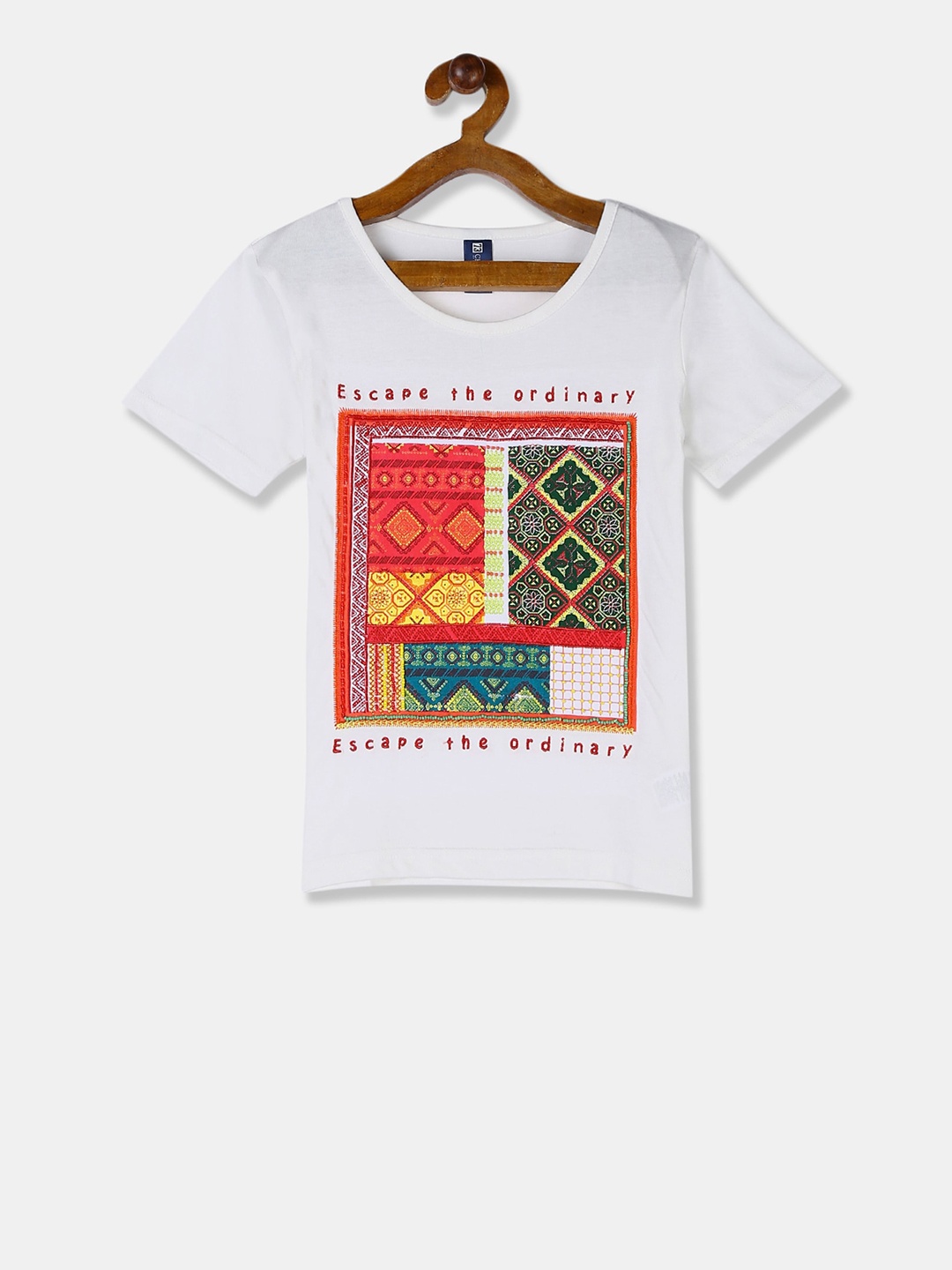 

Cherokee Girls White Appliqued Round Neck T-shirt