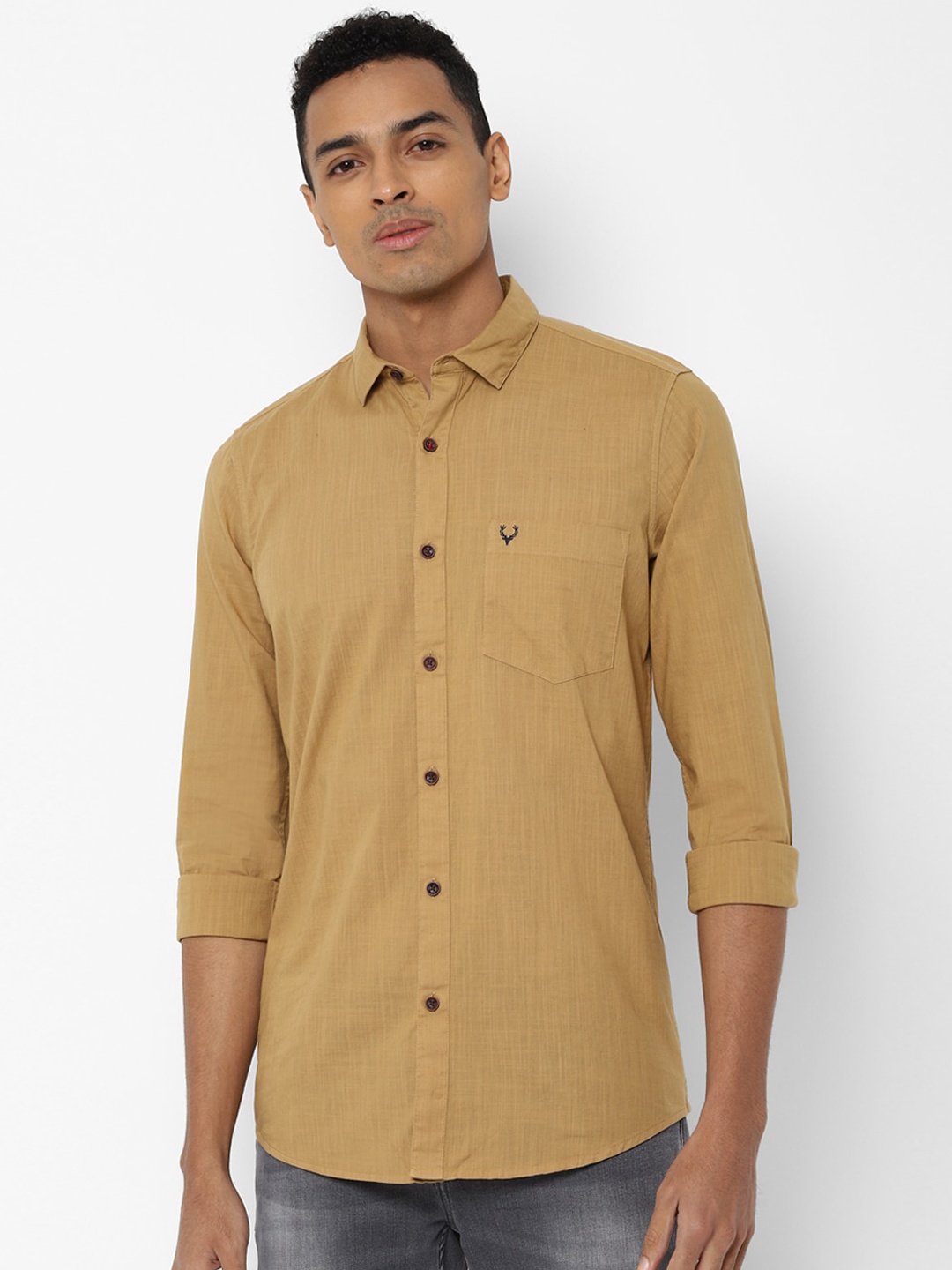 

Allen Solly Men Khaki Regular Fit Solid Casual Shirt