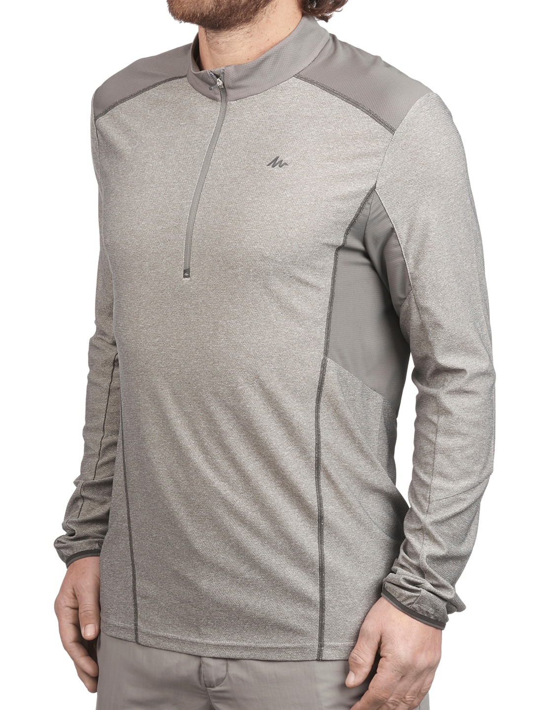 

Quechua By Decathlon Men Grey Full Sleeve Dry Fit Activewear T-Shirt