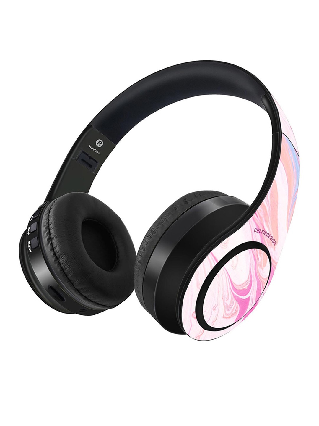 

CelfieDesign Pink Dual Tone Marble Petal Decibel Wireless On Ear Headphones