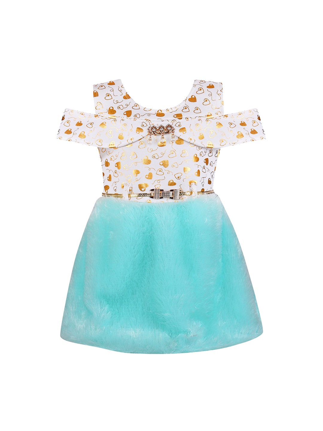 

Wish Karo Girls Blue Printed A-Line Dress
