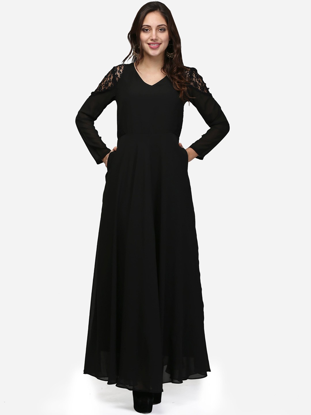 

V&M Women Black Solid Maxi Dress