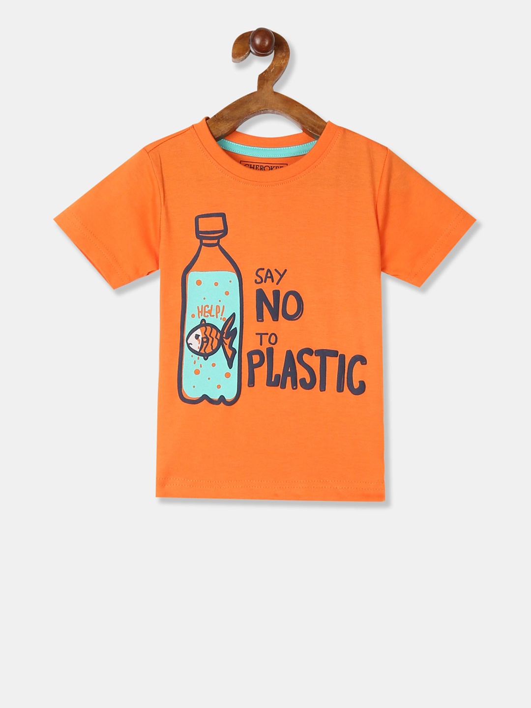 

Cherokee Boys Orange Printed Round Neck T-shirt
