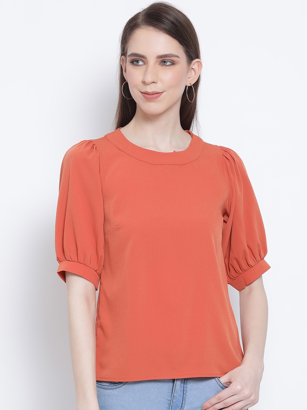 

Oxolloxo Women Rust Orange Solid Top