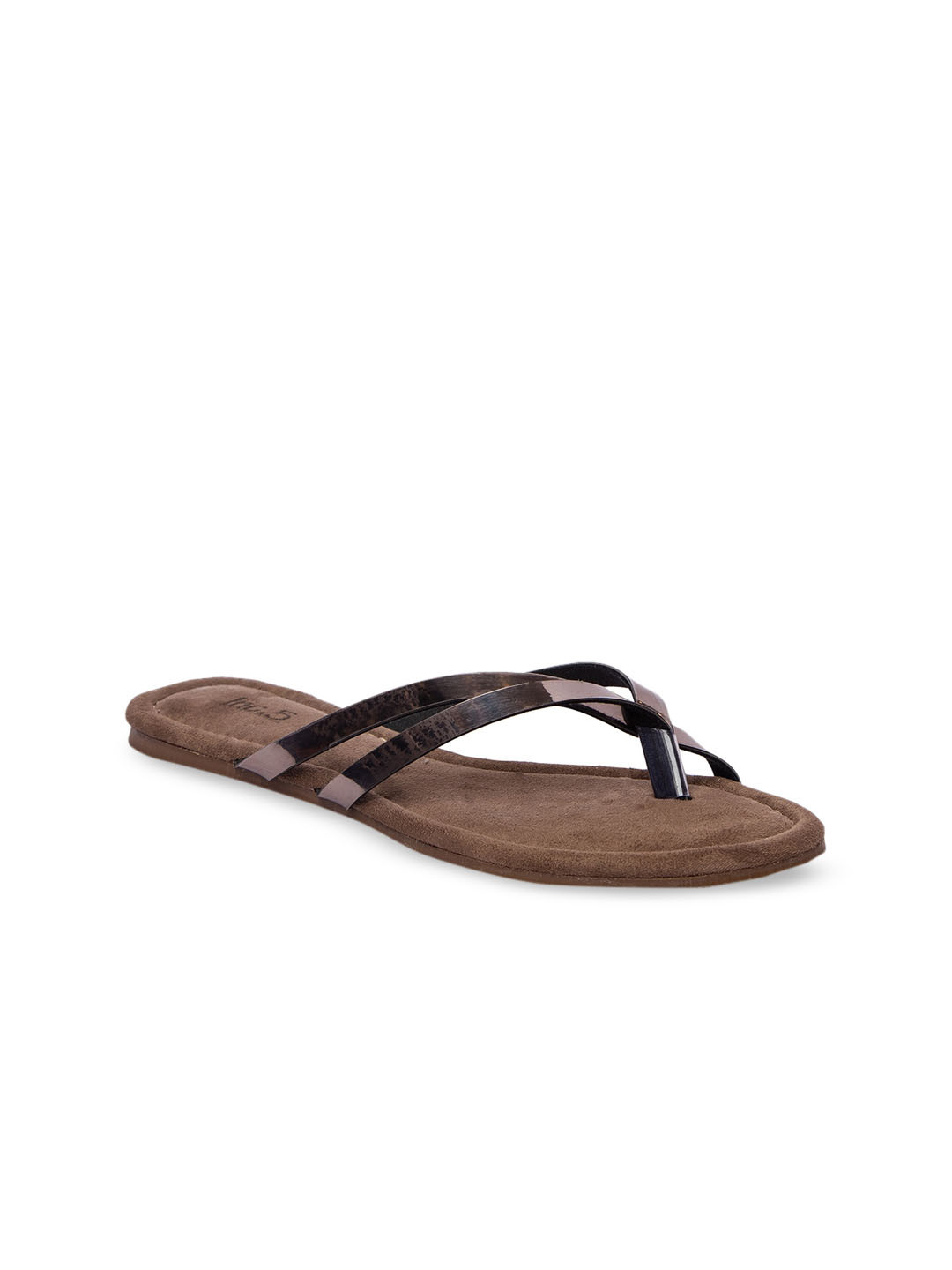 

Inc 5 Women Gunmetal-Toned Colourblocked One Toe Flats, Metallic