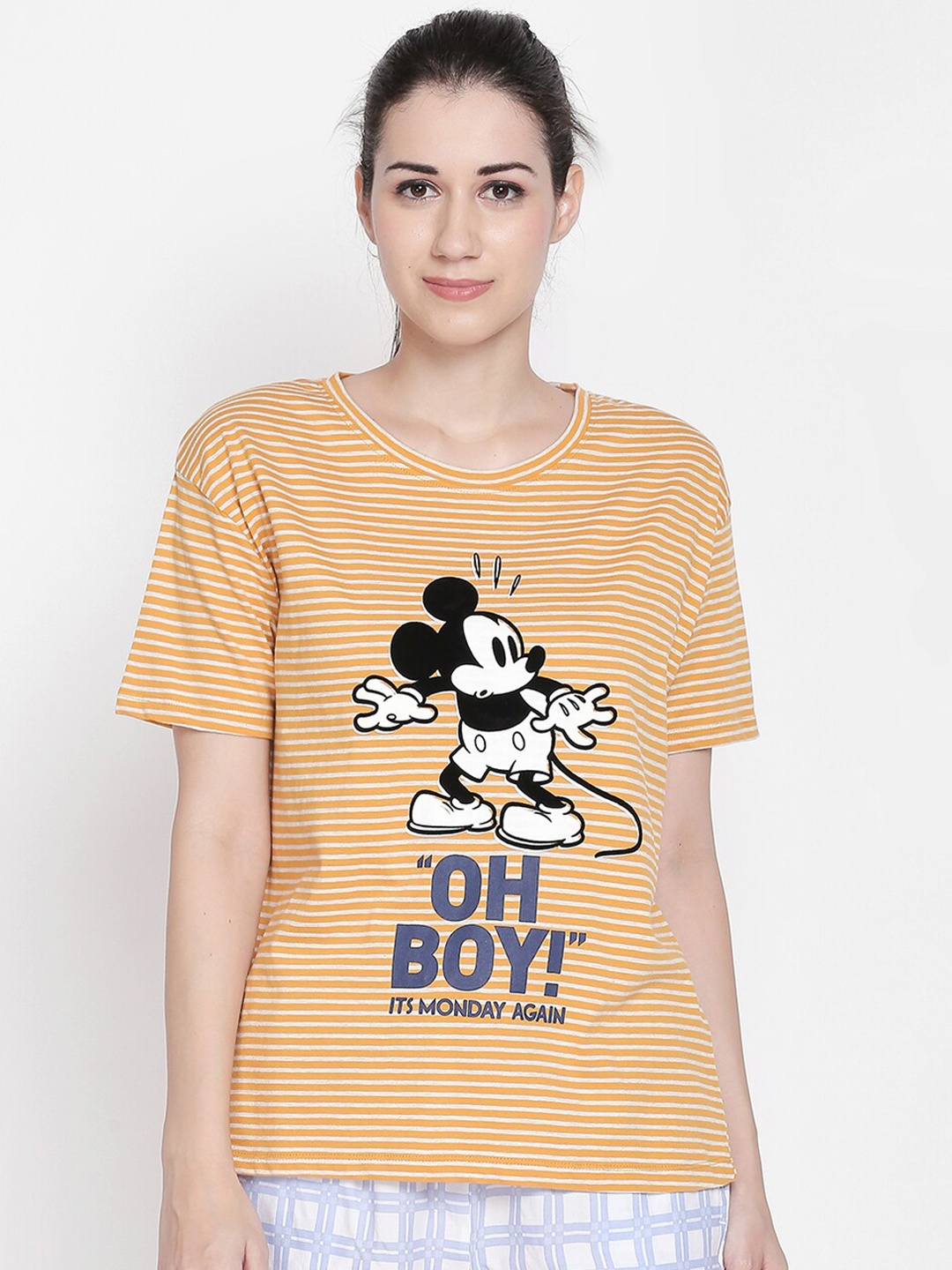 

Dreamz by Pantaloons Women Mustard Printed Lounge tshirt