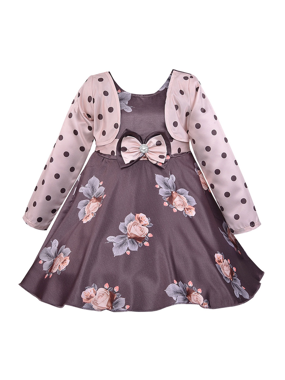 

Wish Karo Girls Brown Printed Fit and Flare Dress