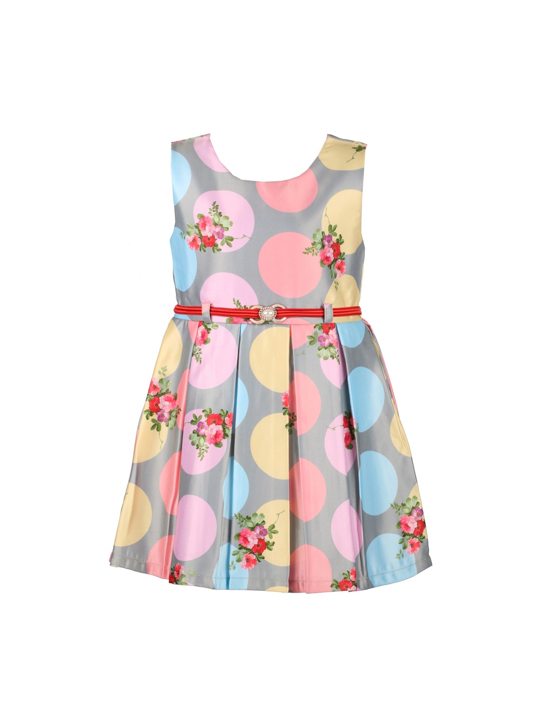 

Wish Karo Girls Grey Printed A-Line Dress