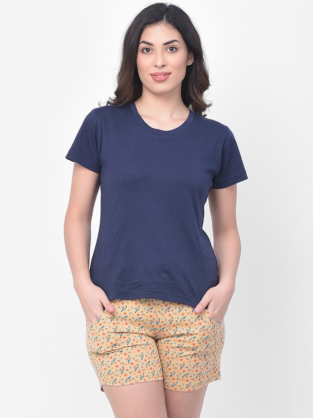 

Clovia Women Blue & Yellow Night Suit