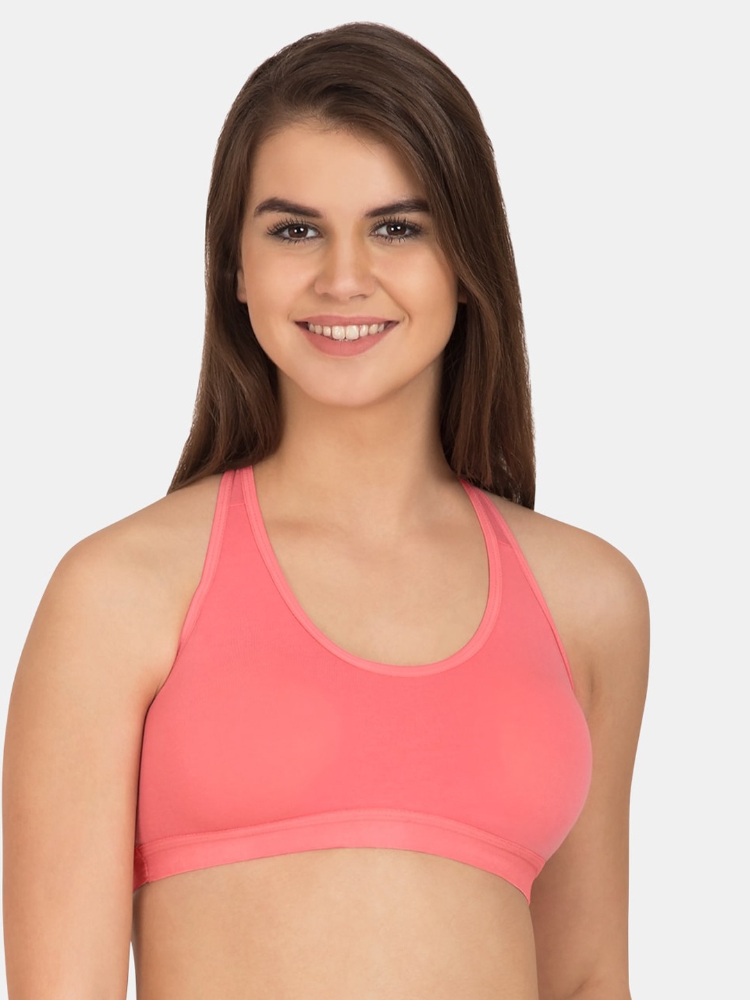 

Tweens Coral Pink Solid Non-Wired Lightly Padded Workout Bra TW-276-CRL-30B