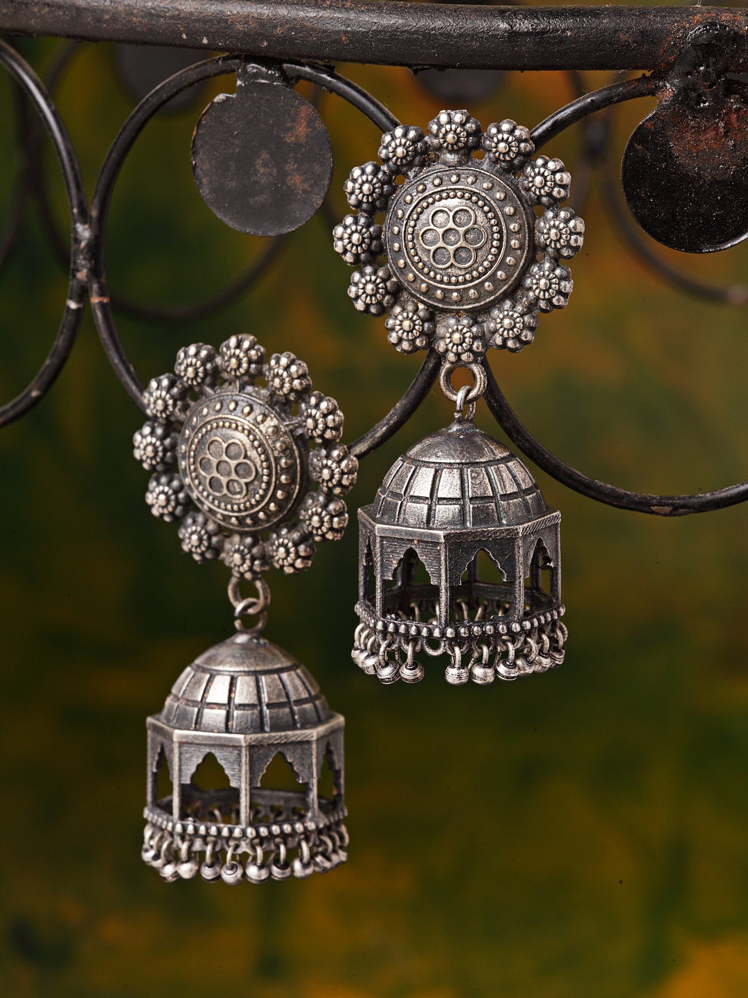 

Melani Borsa Silver-Plated Dome Shaped Jhumkas