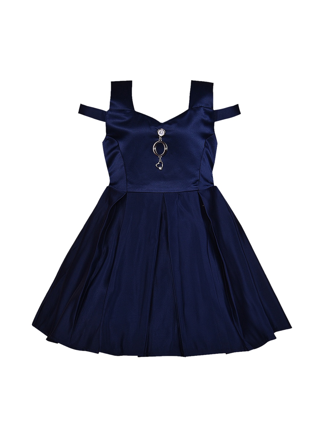 

Wish Karo Girls Navy Blue Solid Fit and Flare Dress