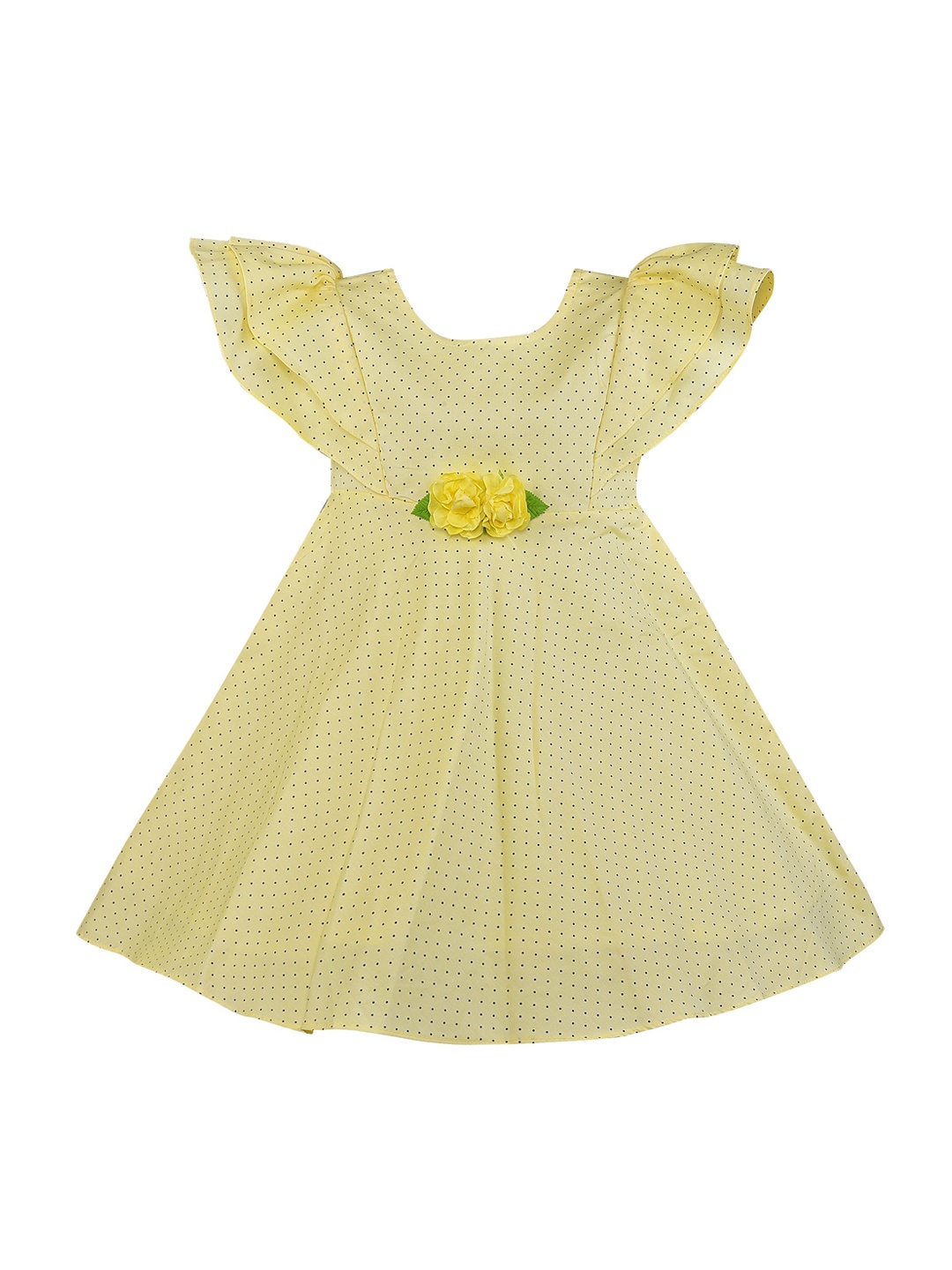 

Wish Karo Girls Yellow Printed Fit and Flare Dress