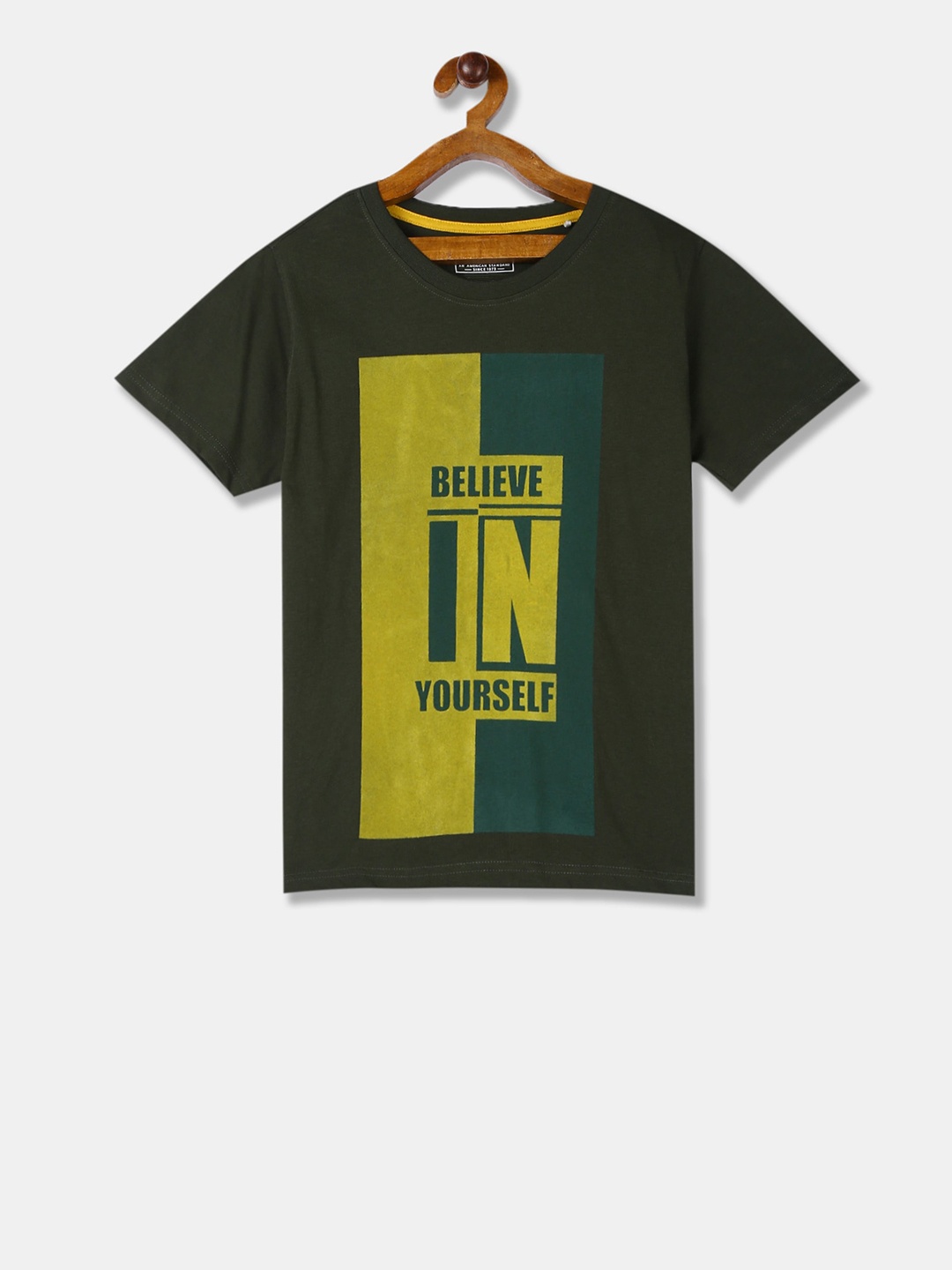 

Cherokee Boys Olive Green Printed Round Neck T-shirt