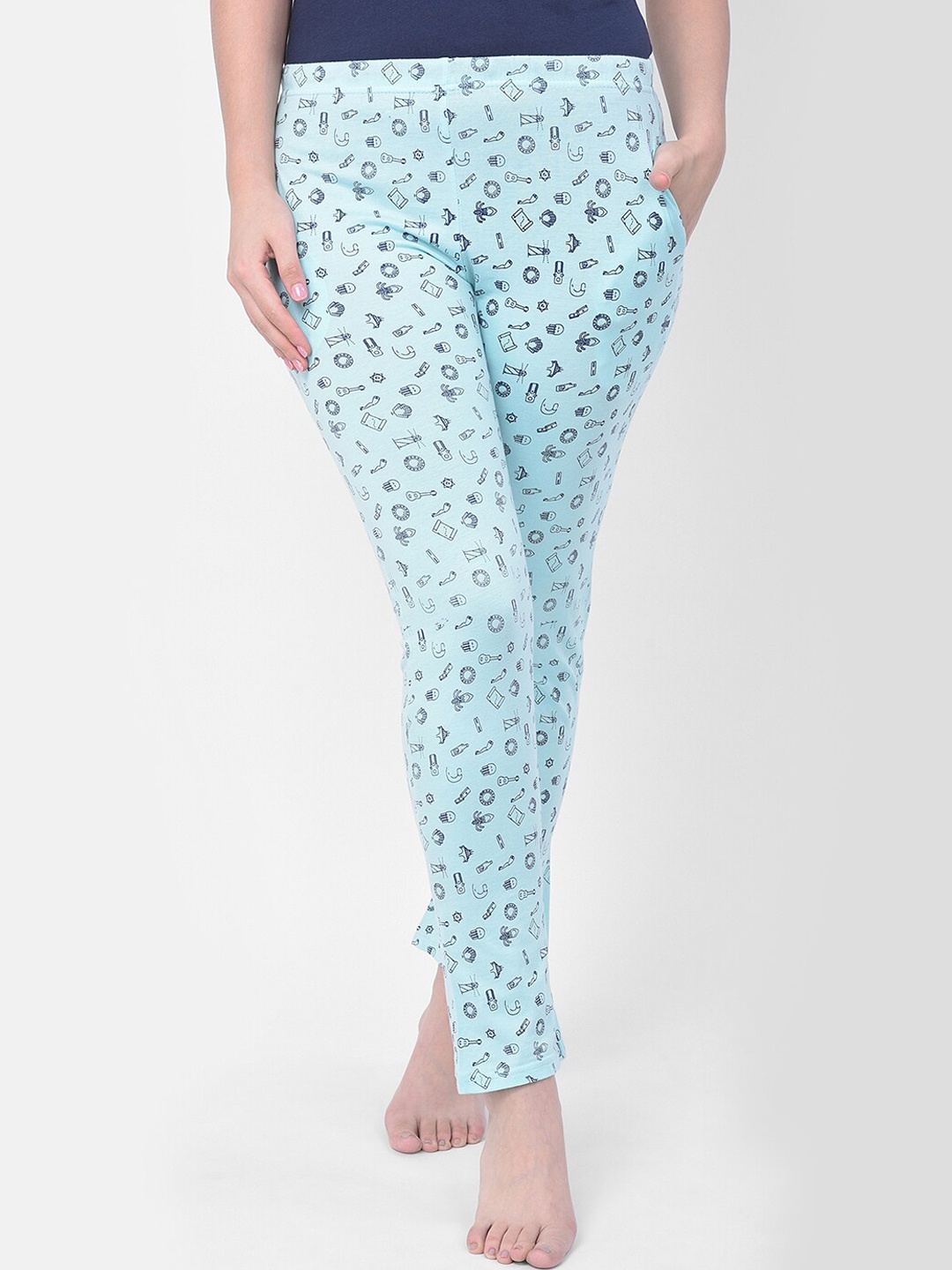 

Clovia Women Blue Printed Lounge Pants