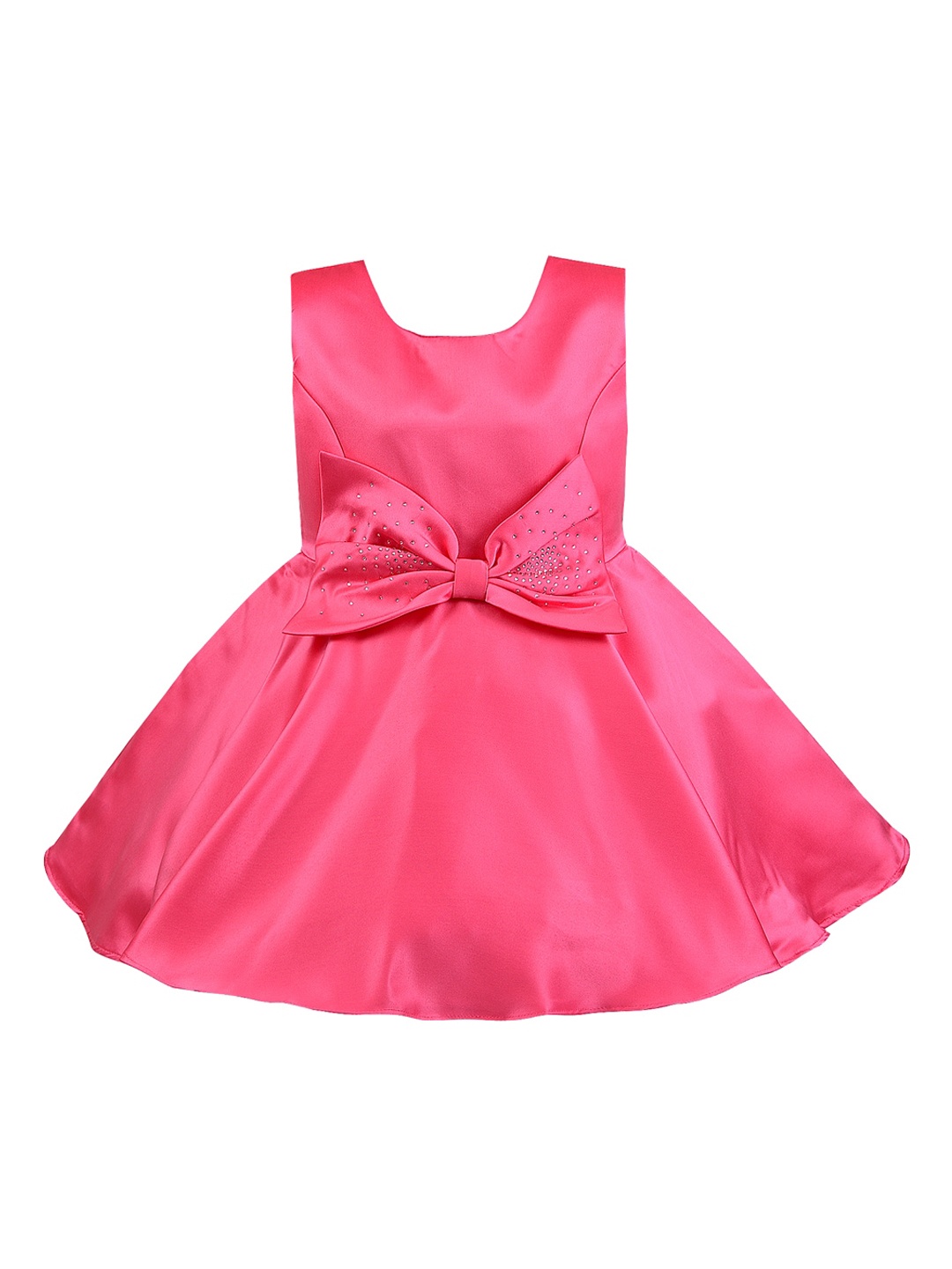 Wish Karo Girls Pink Solid Fit and Flare Dress