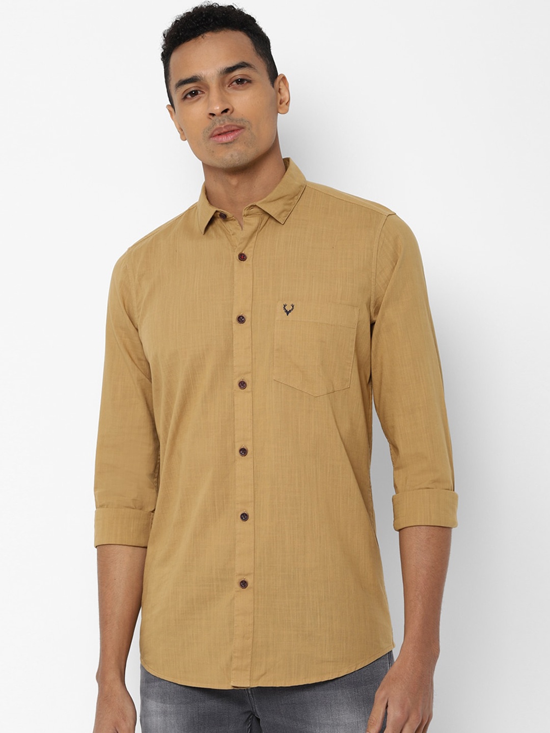 Allen Solly Men Khaki Regular Fit Solid Casual Shirt