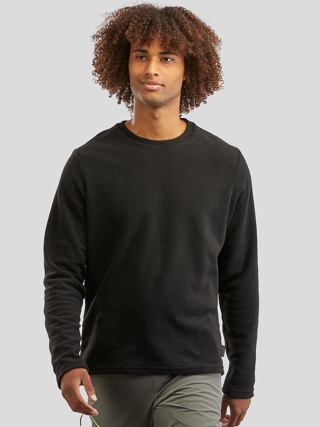 

Quechua By Decathlon Men Solid Black Warm Fleece Sweater