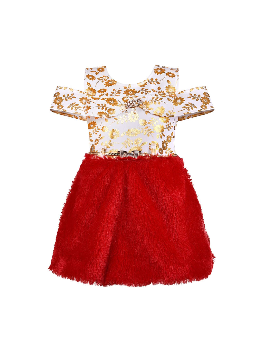 

Wish Karo Girls Red & White Floral Print Fit and Flare Dress