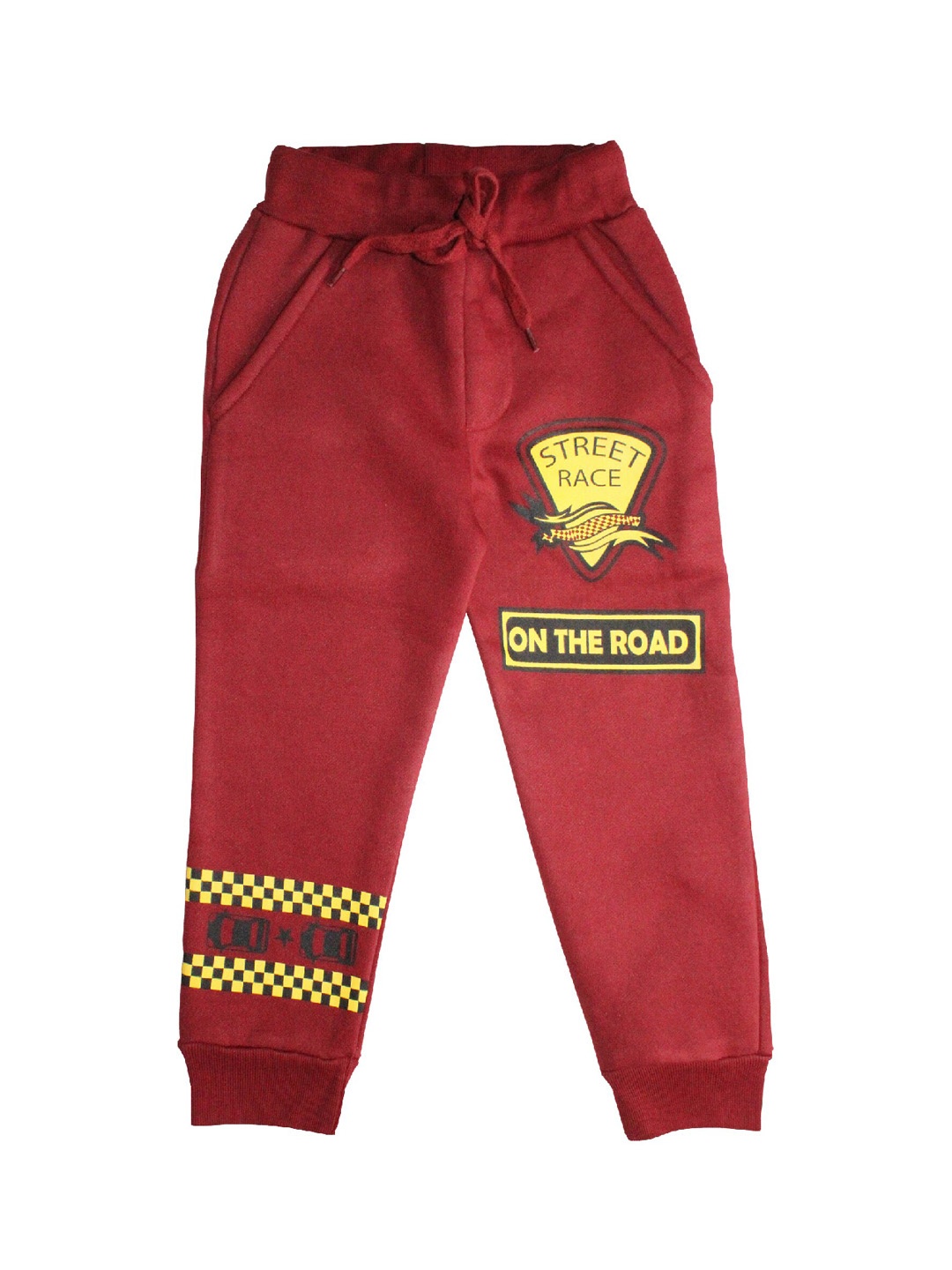 

KiddoPanti Boys Maroon Printed Straight-Fit Joggers
