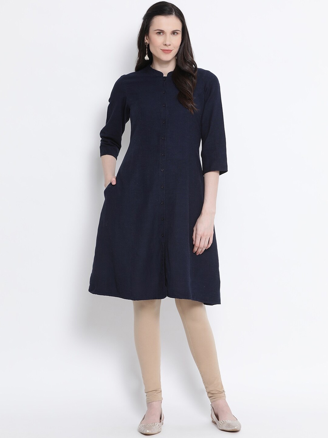 

Oxolloxo Women Navy Blue Solid A-Line Dress