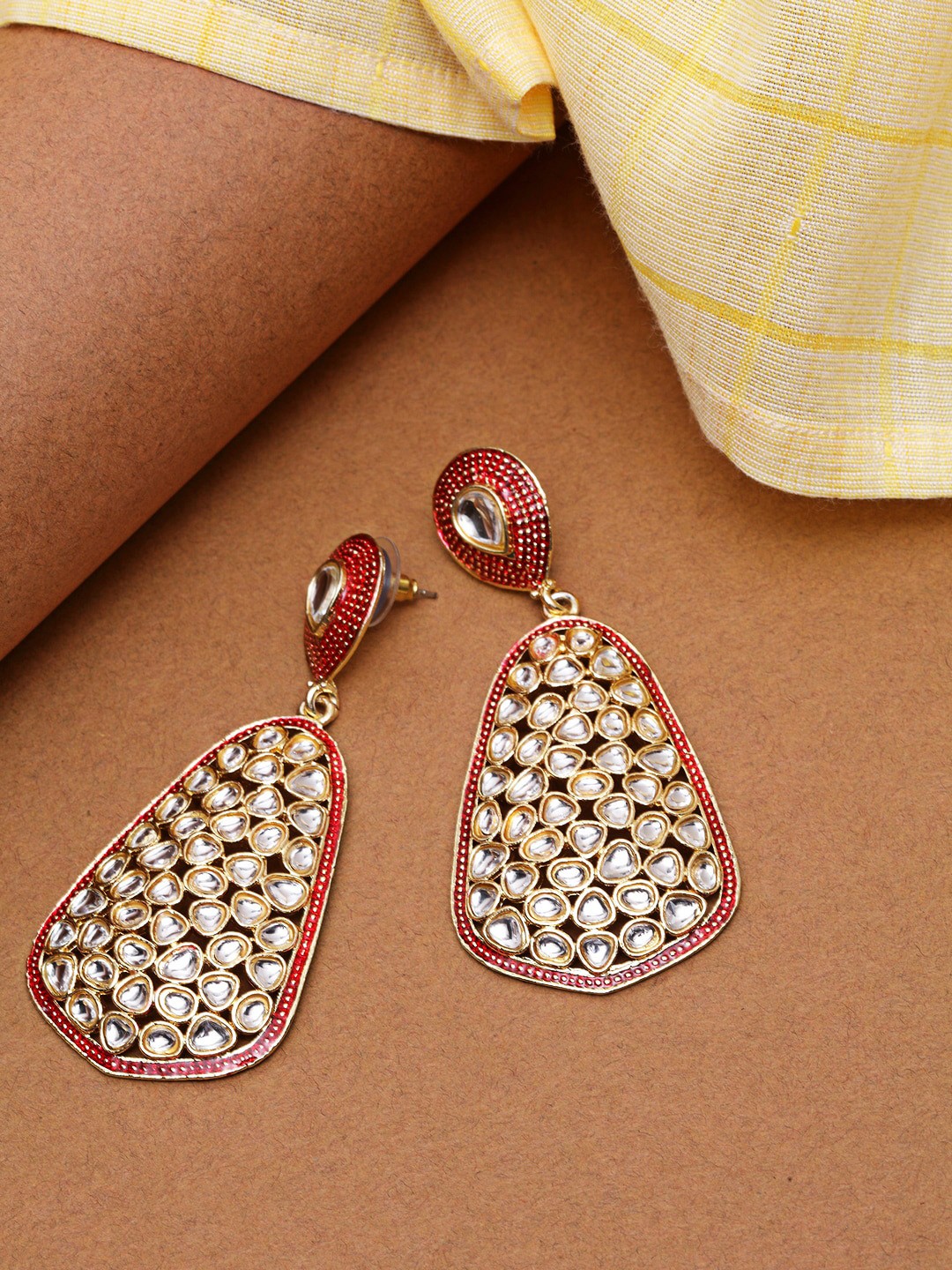 

Melani Borsa Red Geometric Drop Earrings