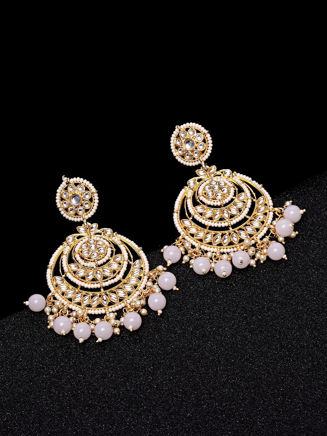 

Melani Borsa Gold-Plated & Pink Melani Borsa Kundan Classic Drop Earrings