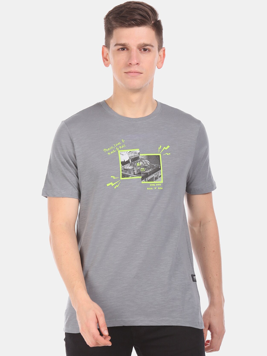 

Colt Men Grey Printed Round Neck T-shirt