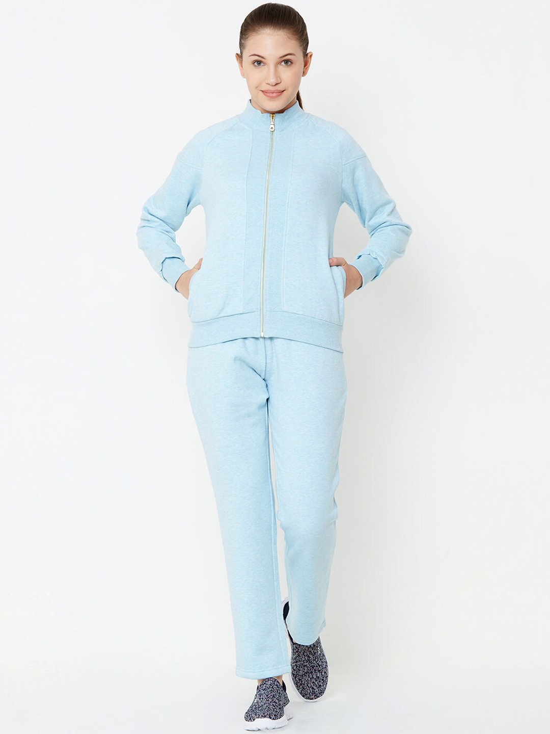 Sweet Dreams Women Turquoise Blue Solid Tracksuits