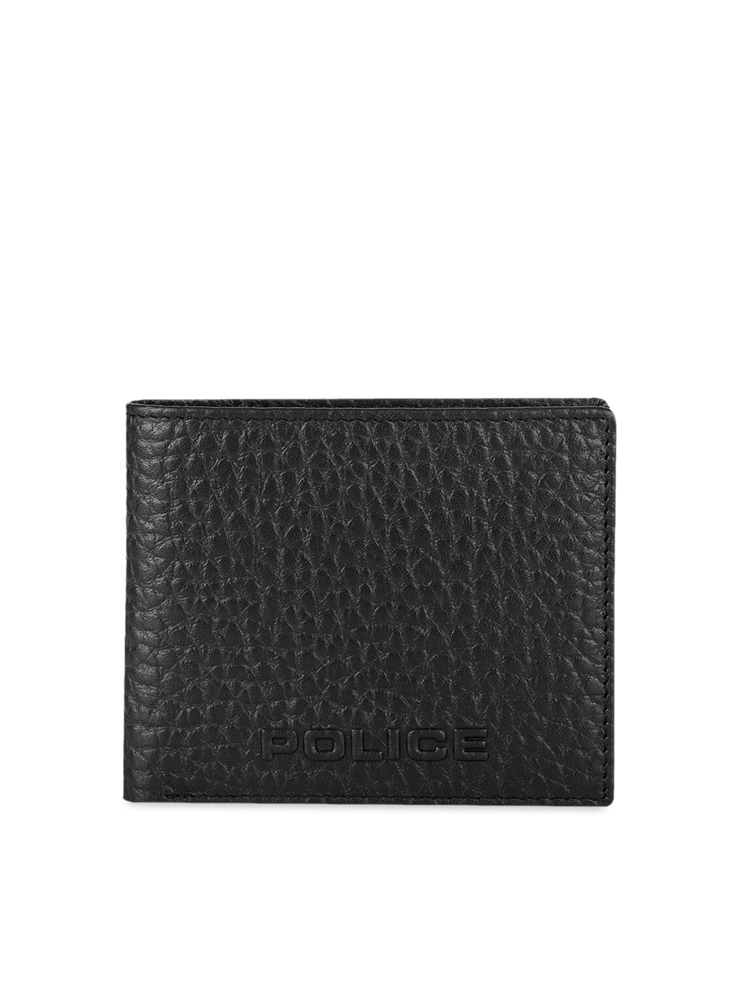 

Police Men Black Textured Leather Two Fold Wallet