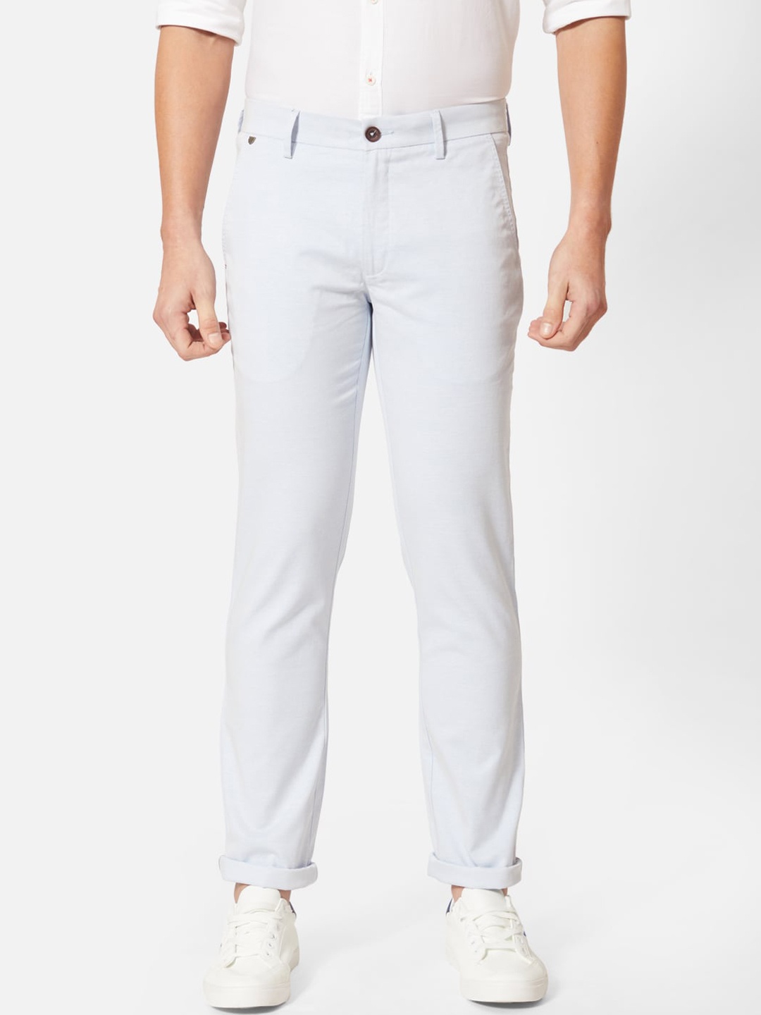 

J Hampstead Men Blue Regular Fit Solid Regular Trousers