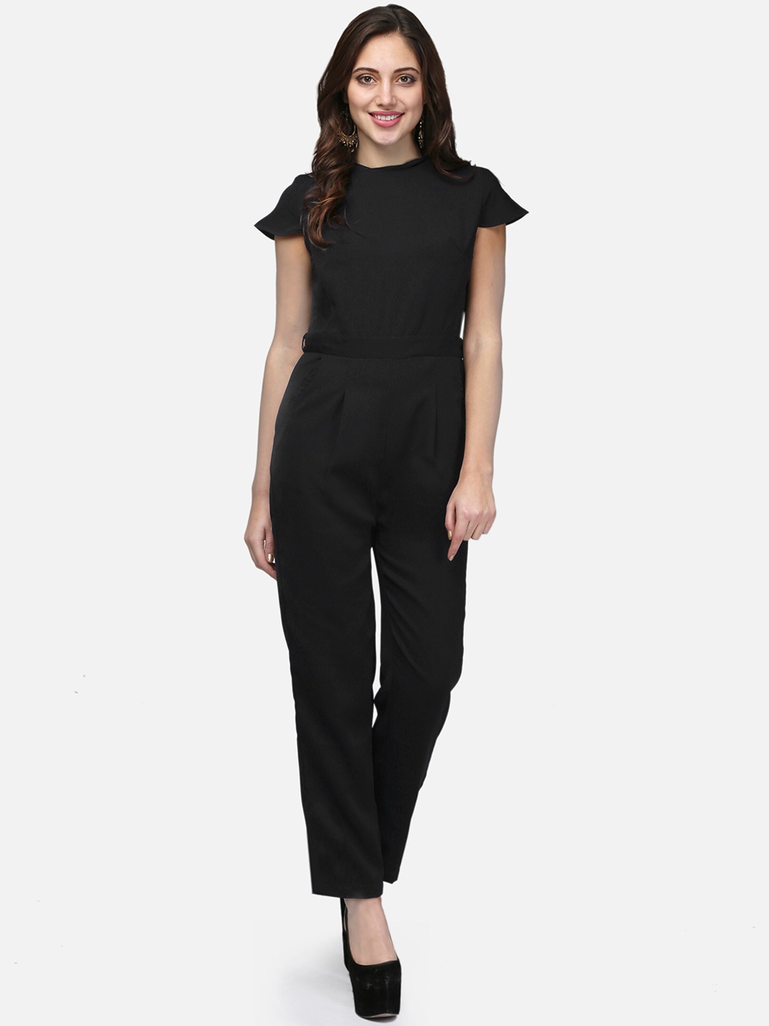 

V&M Women Black Solid Basic Jumpsuit