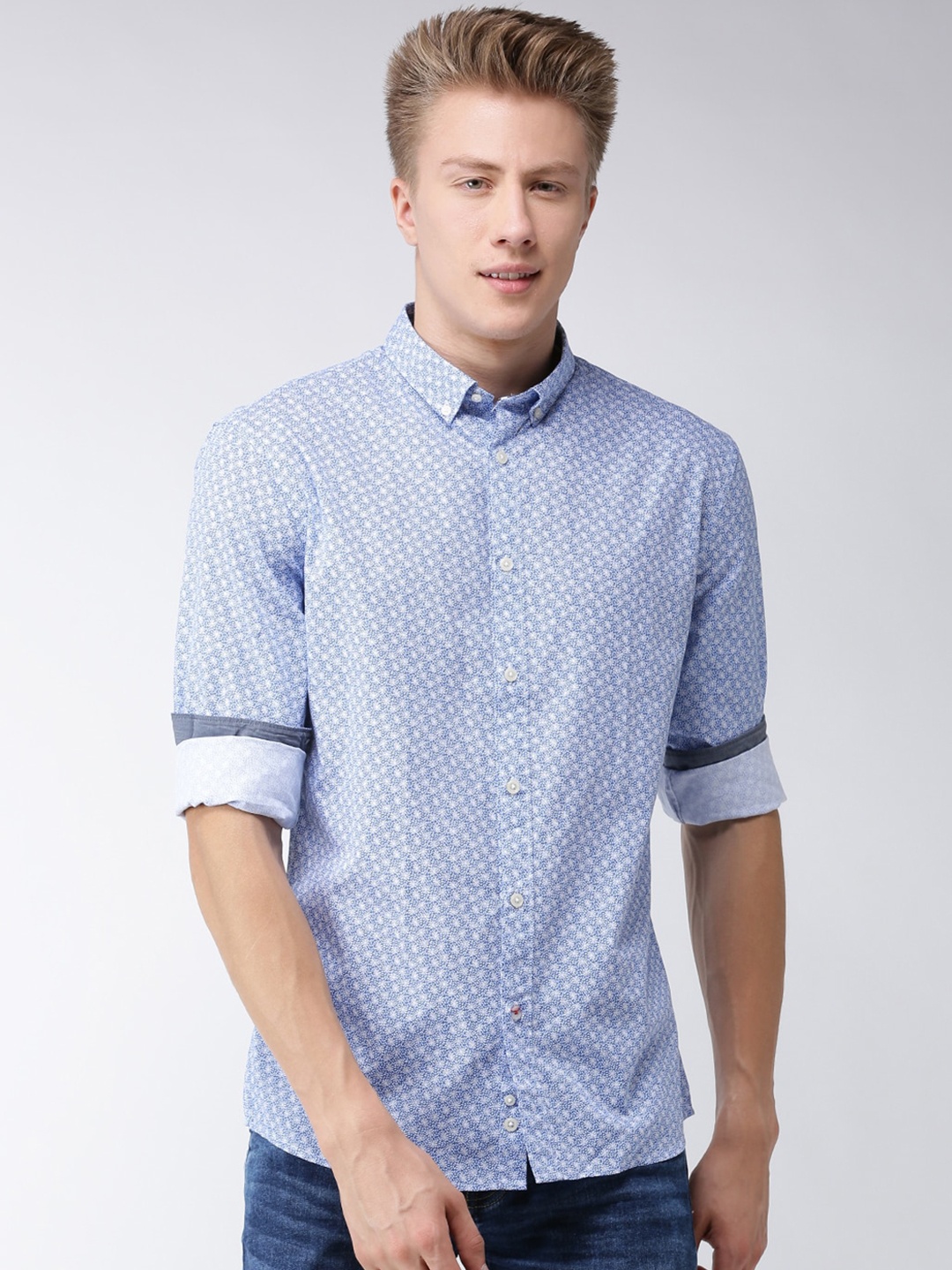 

Celio Men Blue Slim Fit Printed Casual Shirt