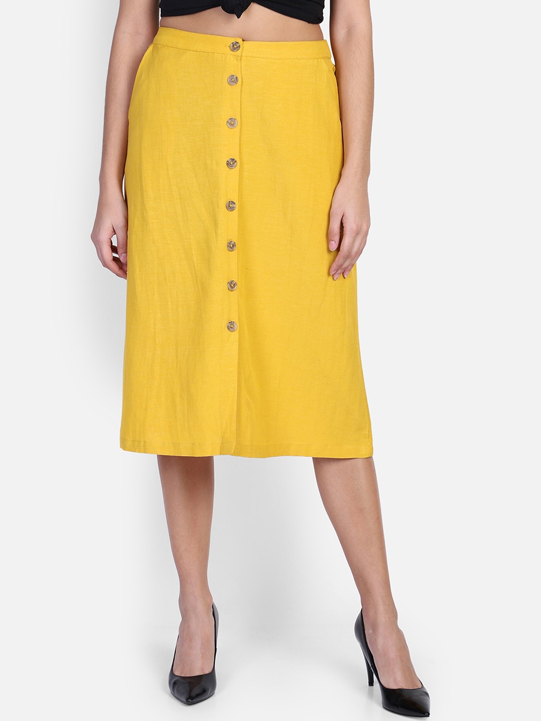 

Aditi Wasan yellow midi a-line skirt